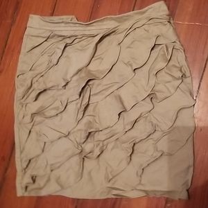 Ruffled front khaki skirt